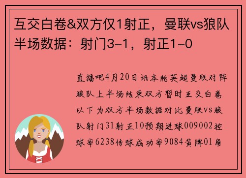 互交白卷&双方仅1射正，曼联vs狼队半场数据：射门3-1，射正1-0